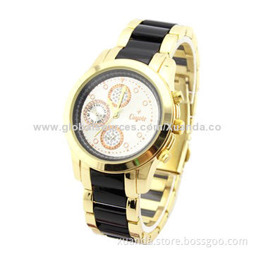 Fashionable watches, 5ATM waterproof, plastic and metal match strap match, IPG plating